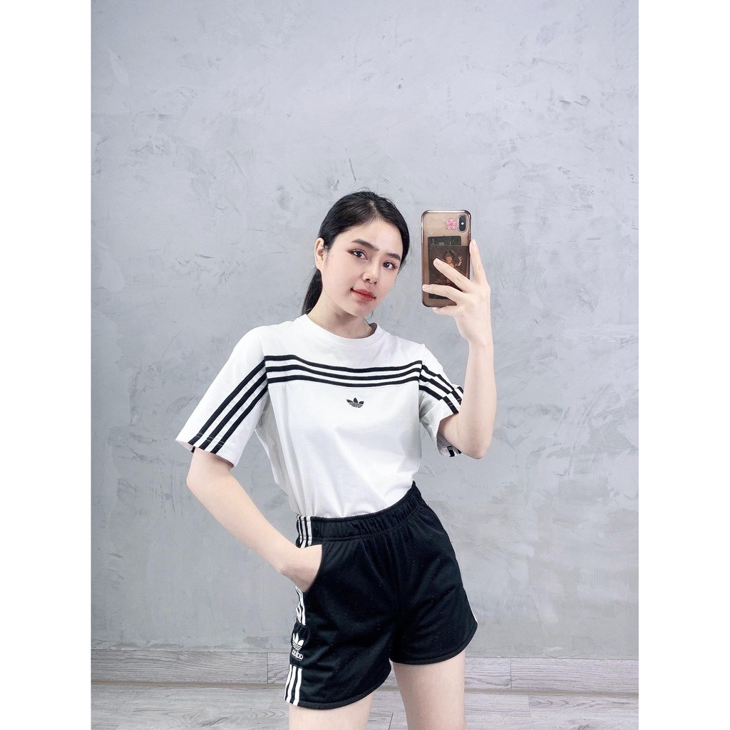 (HÀNG XUẤT XỊN) Áo thun das trắng 3 sọc ngang 1531 3-STRIPES HORIZONTAL TEE Made in Cambodia full tag code Size XS S M L