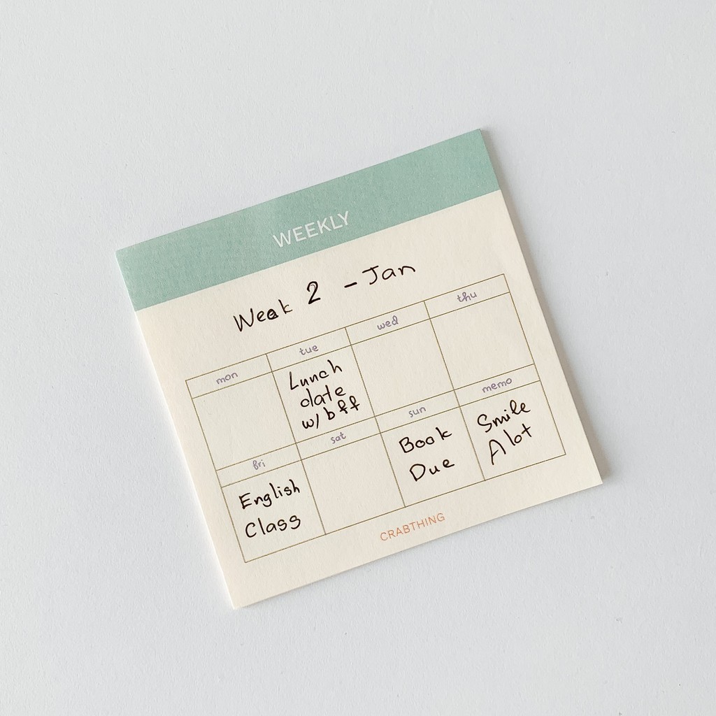 Giấy note chú thích lịch tuần - Crabit Weekly Notepad - 30 tờ [GIÁ TẬN XƯỞNG]