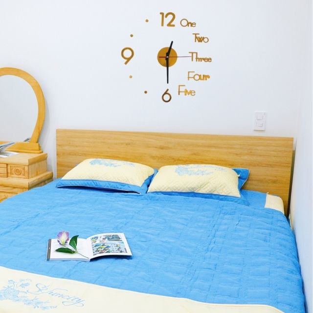 Đồng Hồ Treo Tường Dán Tường 3D Decor Trang Trí Loại Lớn 120 cm Phòng Khách Đẹp Màu Đen Trắng Bạc Vàng