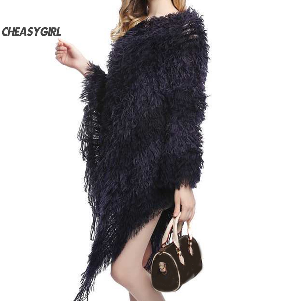 Áo choàng dệt kim dáng rộng thiết kế độc đáo thời trang cao cấp cho nữ
 | BigBuy360 - bigbuy360.vn