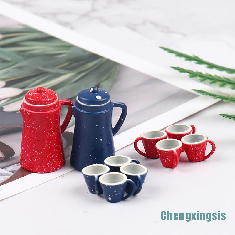 [Chengxingsis]5Pcs/Set 1:12 Mini Toy Model Doll House Accessories Creative Red Kettle Decorate