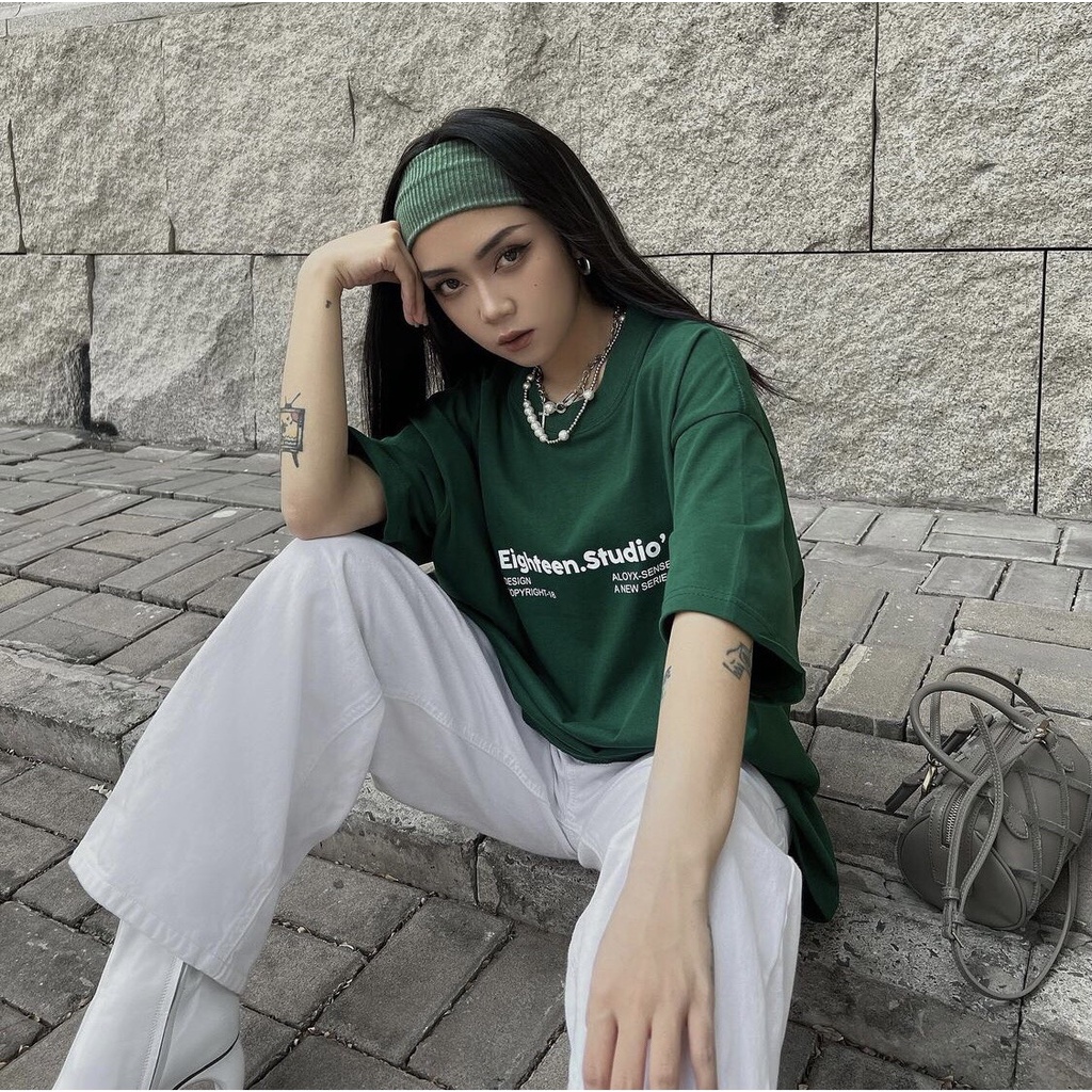 Áo Thun Tay Lỡ Eighteen Studio Kiểu Dáng Unisex Nam Nữ