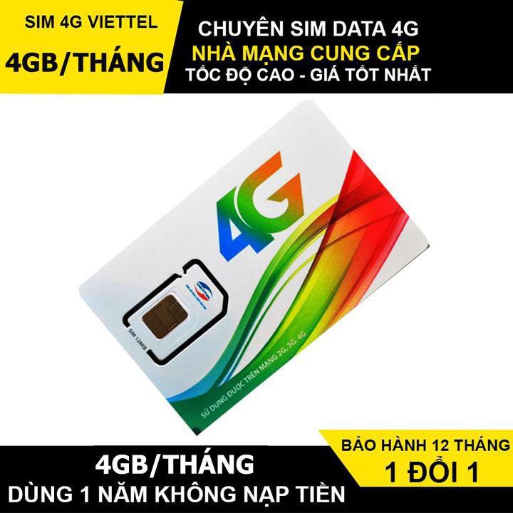 Sim Viettle 4G D500 - Thánh Sim Tốc Độ Cao Vào Mạng - Kết Nối Thả Ga 4GB/Tháng (Không mất phí gia hạn)