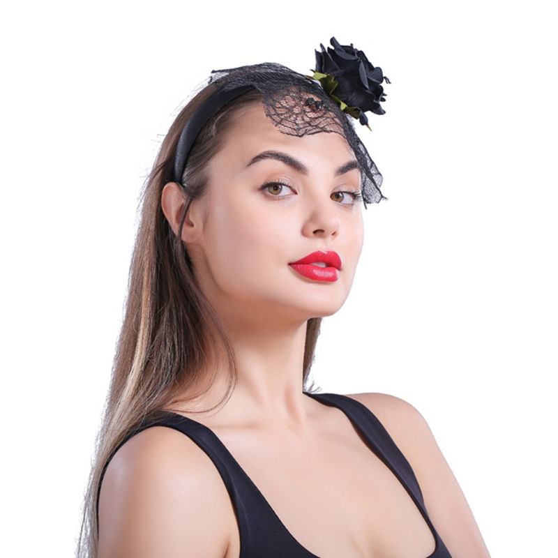 Flgo Băng Đô Nhung Hóa Trang Đầu Lâu Hoa Hồng Nở Trong Ngày Halloween