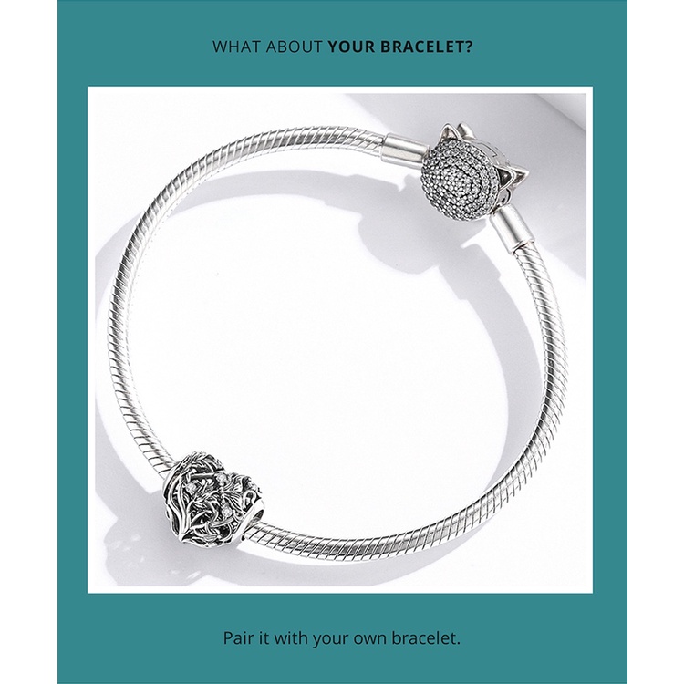 Hạt phụ kiện BAMOER SCC2098 bằng bạc 925 hình trái tim tinh tế