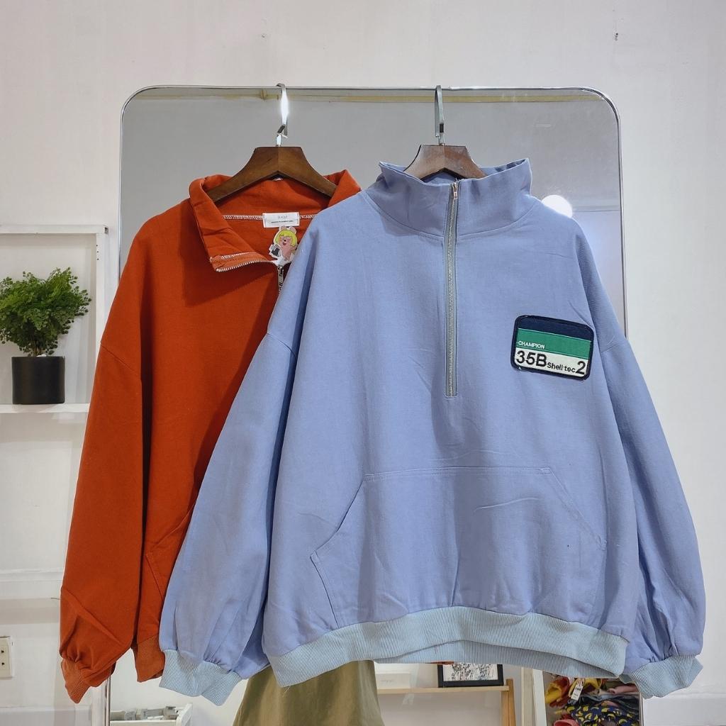 Áo Khoác Kaki Mềm, Form Rộng, Dáng Sweater, Cổ Đứng Có Khóa Kéo, Túi Doraemon - Shop Xàm Xí