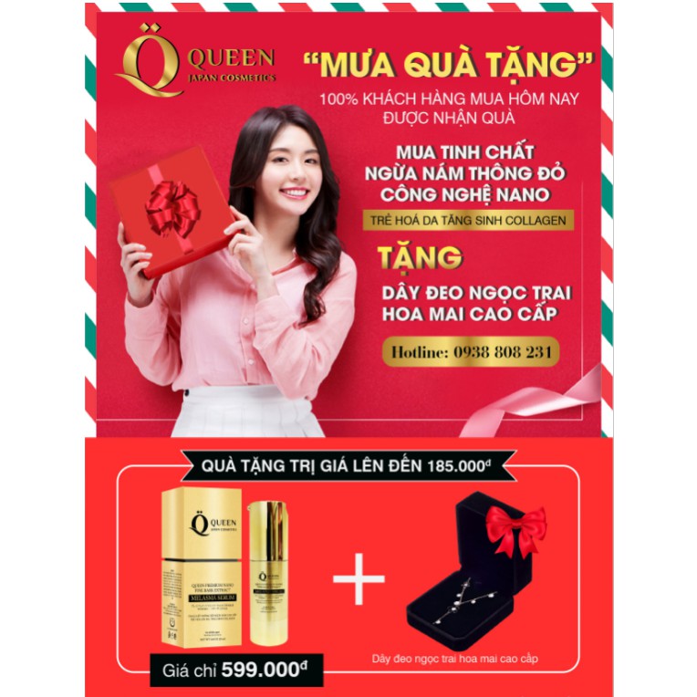 Kem nám, Serum nám cao cấp Nhật Bản - Bộ đôi giảm nám Queen Japan Melasma Cream - Serum tinh chất thông đỏ