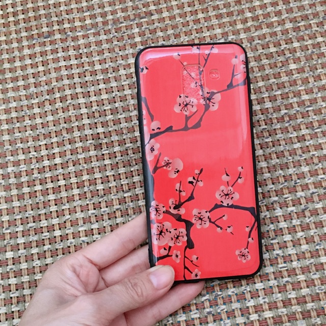 Ốp lưng sam sung J6 (2018) bóng xà cừ hoa đào
