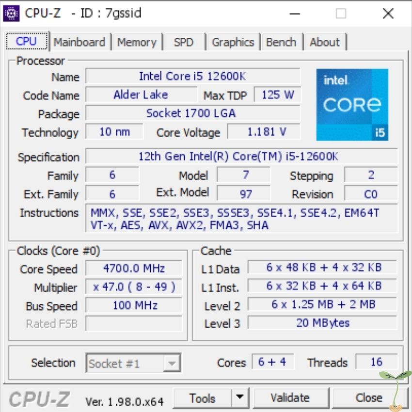 Bộ vi xử lý CPU Intel Core i5 12600K Up to 4.9GHz  gen 12 AlderLake mới 100%
