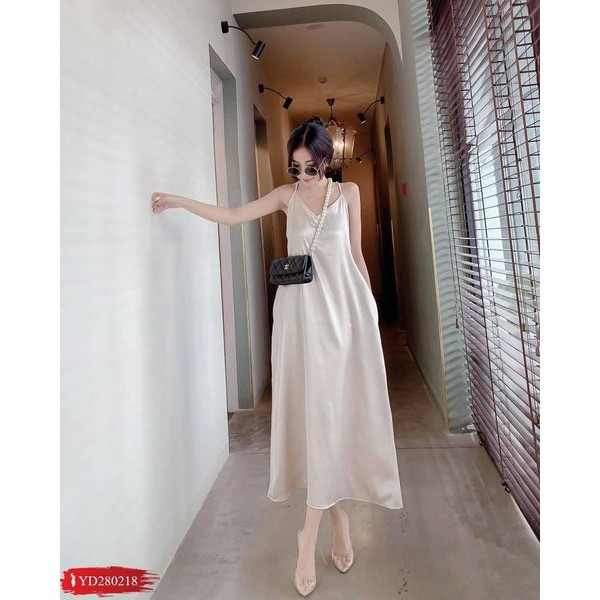 Đầm Dáng Suông Maxi Dài Hàn Quốc Hai Dây Hở Lưng Sexy Đi Biển Sang Chảnh Mati House - YD280218
