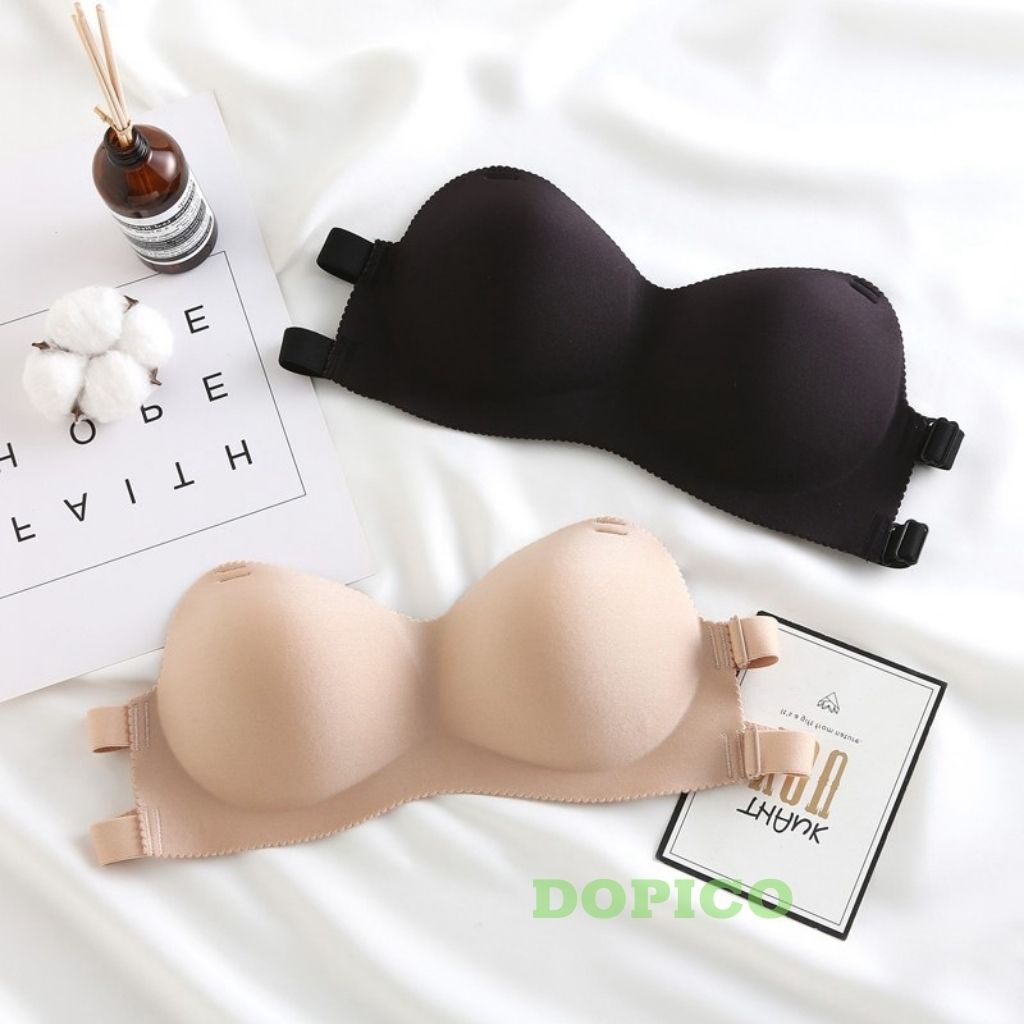 Áo ngực không dây không gọng su nữ, áo bra không dây đệm bàn tay mặc cúp ngực DOPICO  B811