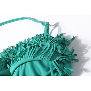 Bikini 2 mảnh tua rua màu xanh