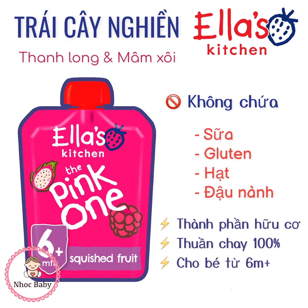 Hoa quả nghiền Ella’s Kitchen cho bé 4/6m+ 70g (air UK) date 2023