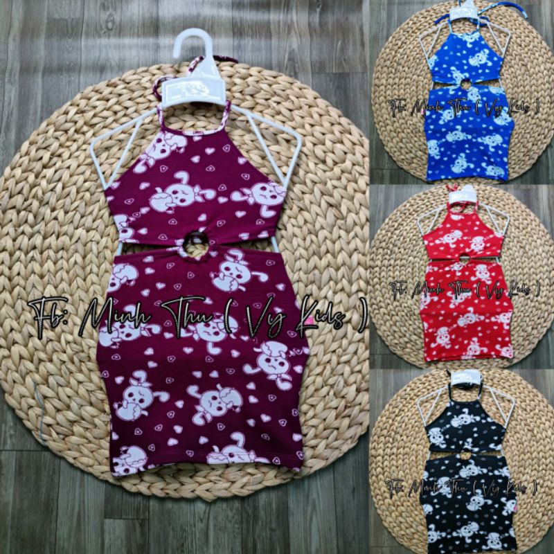 Đầm Body Khoét Eo In Hình Thỏ Siêu Cute Cho Bé