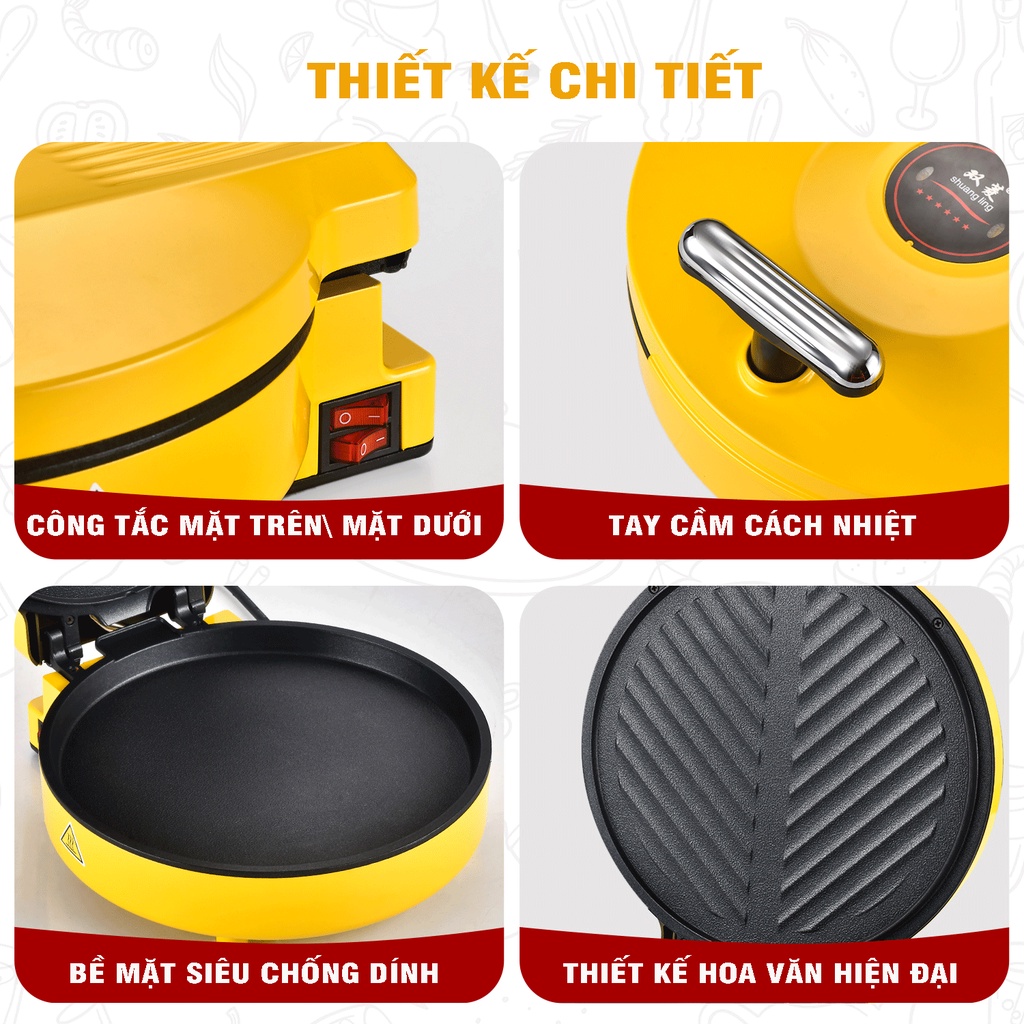 Chảo nướng điện hai mặt bề mặt chống dính CÁT, máy nướng, Máy kẹp nướng Bánh mì, chiên, máy làm bánh pancake
