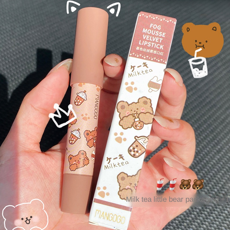 Son Môi Bút Chì Kháng Nước Dưỡng Ẩm Lâu Trôi Thiết Kế Vỏ Hình Gấu Dễ Thương