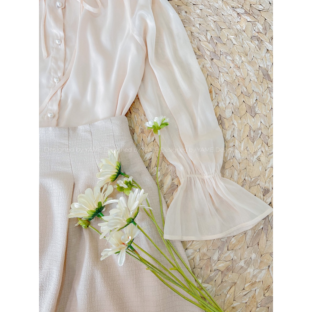 Set bán lẻ gồm áo sơ mi công sở, chân váy midi dáng dài OLI YAME