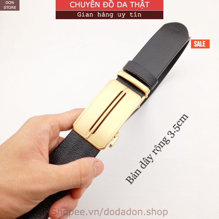 [DA 1 LỚP] Thắt Lưng Nam Kiểu Khóa Tăng (Khấc) Chống Trượt Thép Không Gỉ. Dây Da Bò 1 Lớp Siêu Bền, Siêu Đẹp