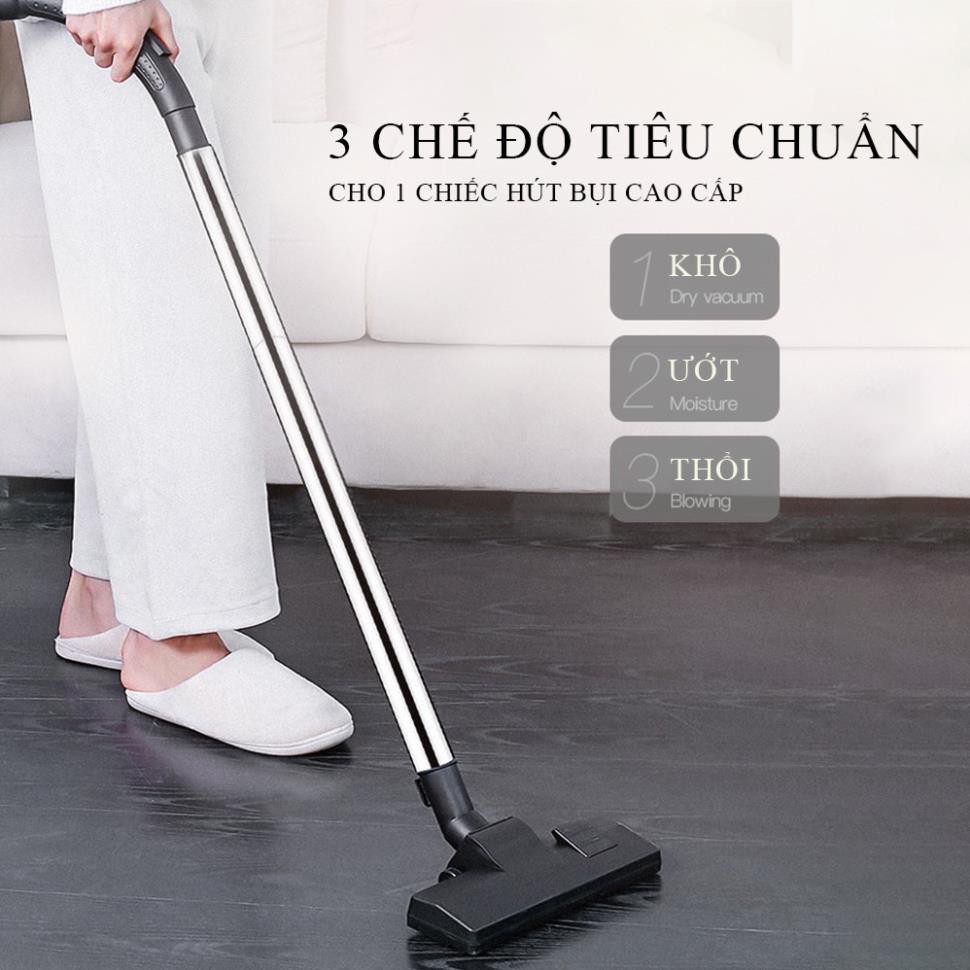 Máy hút bụi công nghiệp, gia đình công suất lớn 1200W, dung tích 15L tích hợp 3 chế độ Khô - Ướt- Thổi, bảo hành 3 năm