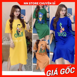 Đầm thun suông phom rộng thêu hình hoạt hình dễ thương chất vải mềm mịn mát TP95