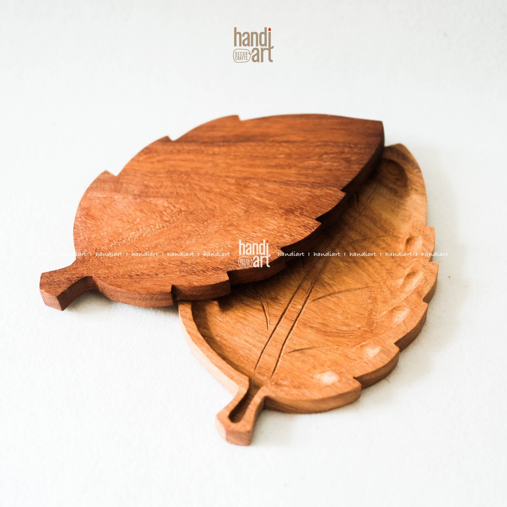 Khay lá bằng gỗ - Khay gỗ đỏ hình lá - Khay gỗ handmade