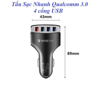 Tẩu Sạc Nhanh 4USB Qualcomm- QC3.0