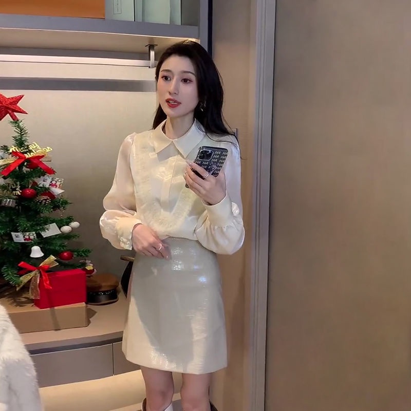 Áo sơ mi voan tơ kính tay dài siêu tiểu thư