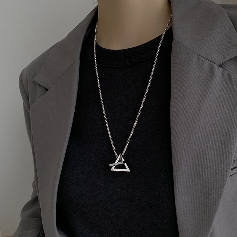 Dây chuyền, vòng cổ unisex mặt tam giác phong cách thời trang cho nam nữ