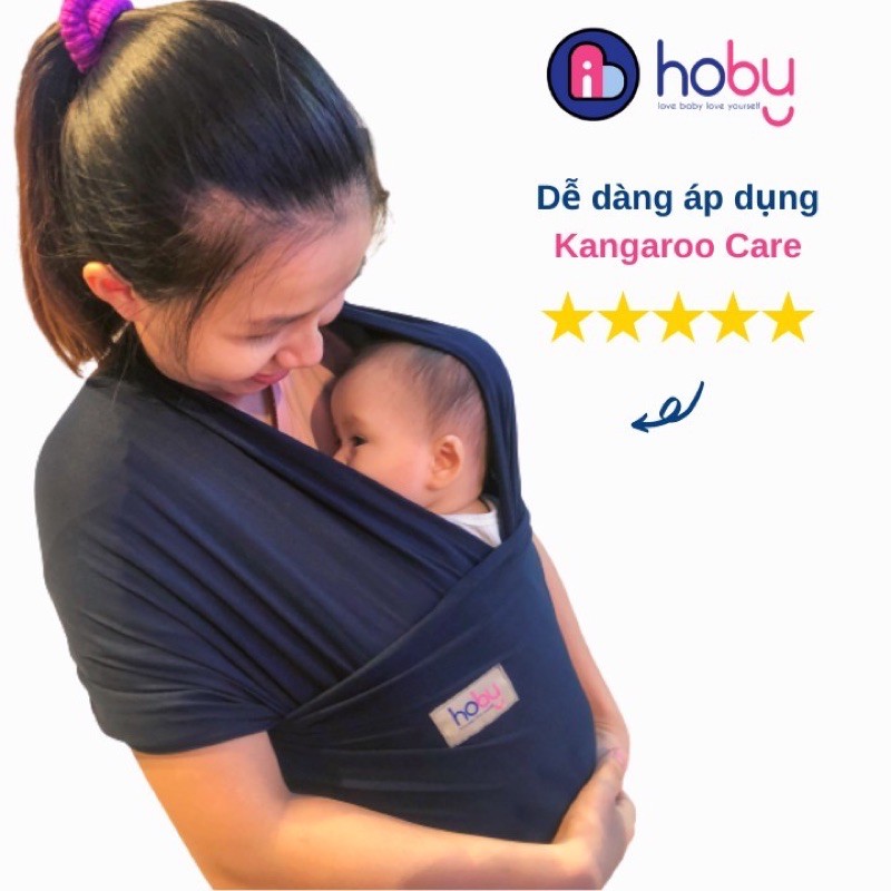 [Chính Hãng] Địu vải cho trẻ sơ sinh Hoby Wrap - Địu em bé sling bằng vải cotton, không gây kích ứng, chịu lực 3-14kg