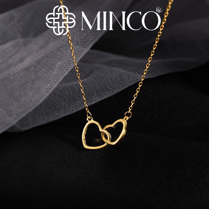 Dây chuyền nữ đẹp Minco Accessories vòng cổ trái tim đôi thời trang phong cách Hàn Quốc DT06