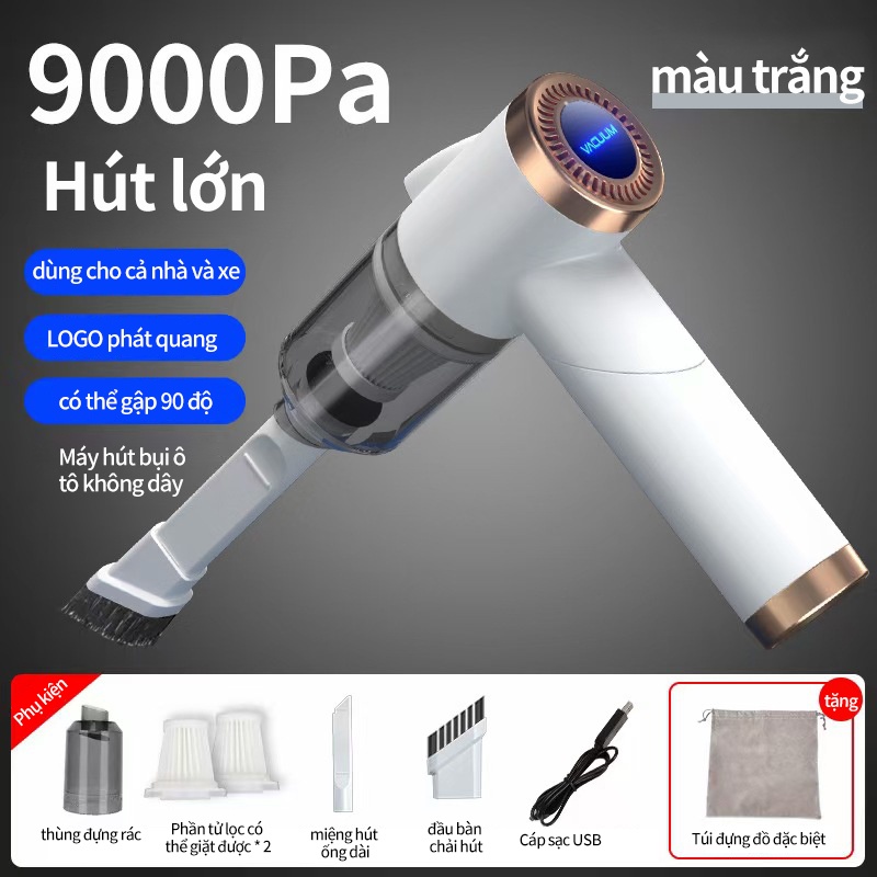 Máy hút bụi cầm tay mini - Máy hút bụi không dây đa năng lực hút siêu mạnh sử dụng hút bụi ô tô, bụi giường