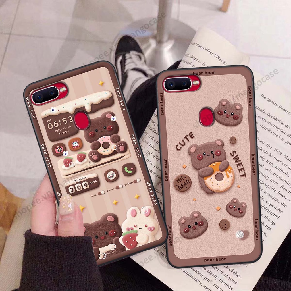 Ốp lưng Oppo A5s / A7 / F9 / A12 hình gấu, thỏ, đồng hồ cute dễ thương