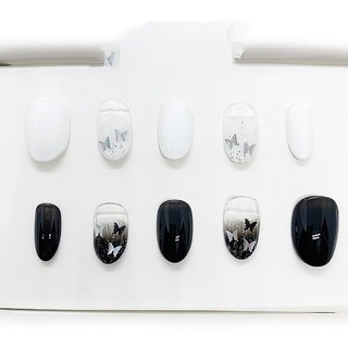 Nailbox thiết kế đính charm - ombre đen trắng - A235