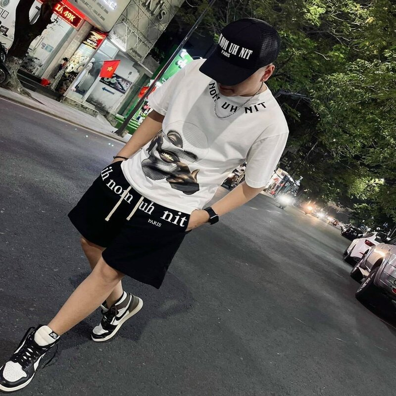 Bộ Quần Áo Thể Thao Nam Mặt NINJA Mùa Hè Hot 2021 Phối Màu Đen Trắng | BigBuy360 - bigbuy360.vn