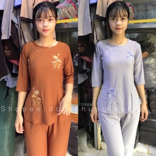 Đồ lam đi chùa # thun sẫm sen # đồ bộ nữ # quần áo