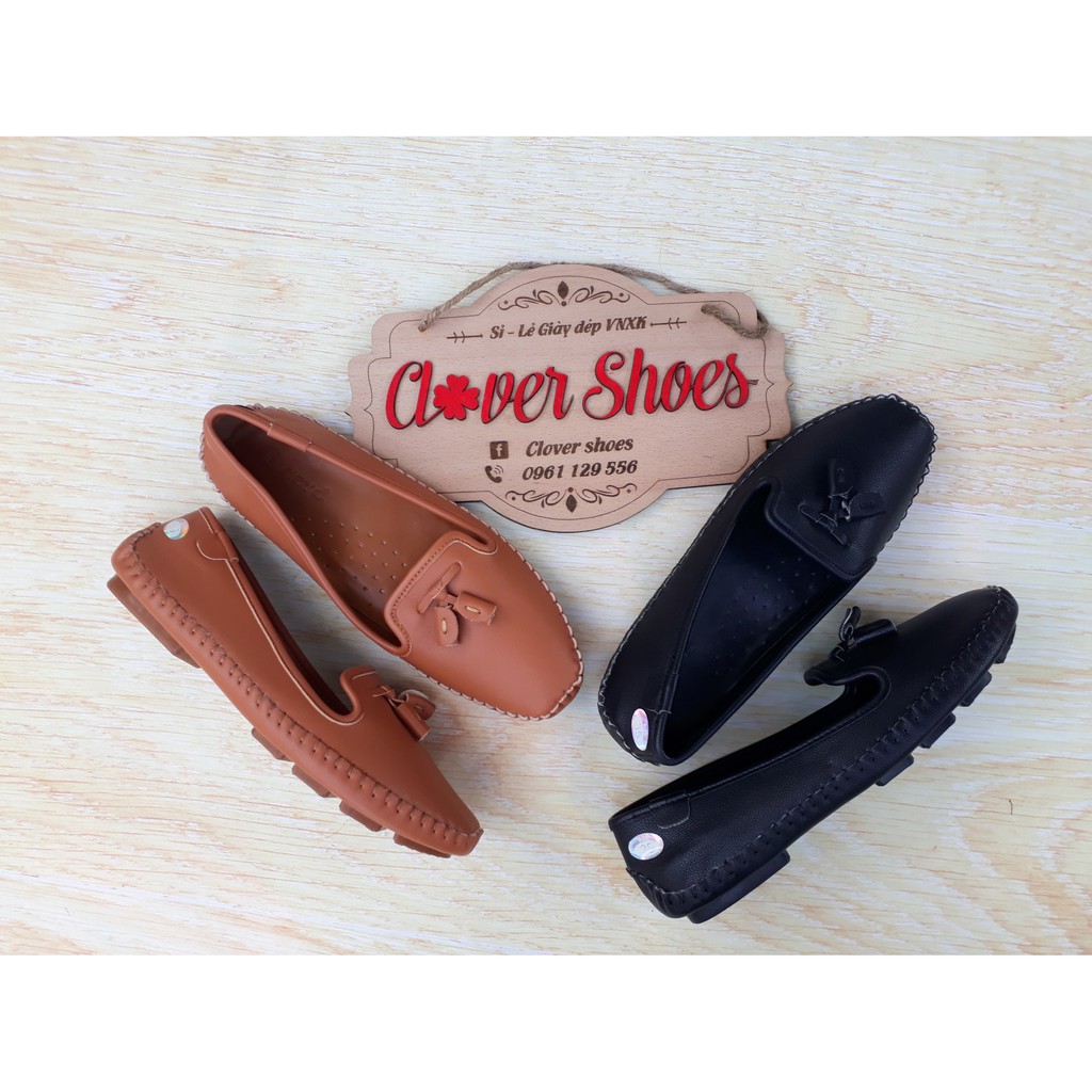 Giày bệt nơ chuông da toàn bộ siêu êm mềm (đen, bò) Daisyo VNXK- G005