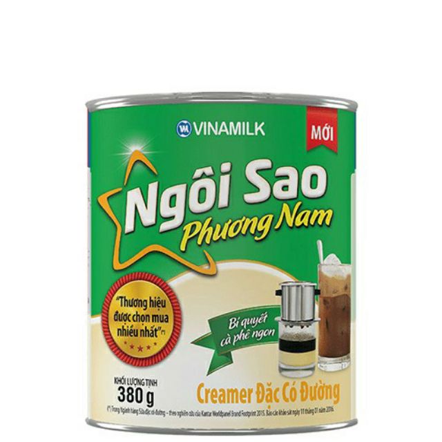 Sữa đặc Ngôi Sao Phương Nam xanh lá. Hộp lon 380g
