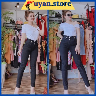 Quần jeans dài bản lưng to, quần bò nữ cạp cao ulzzang dáng ôm, skinny hàn quốc, co giãn, không phai màu