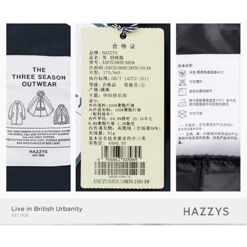 Áo khoác lông Vũ hàng hiệu đích thực Hazzys