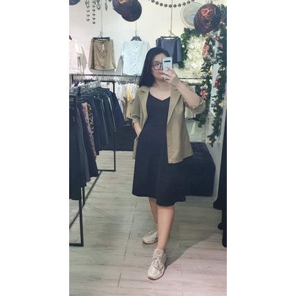 Bigsize công sở - Set Đầm Dây Và Blazer Bigsize