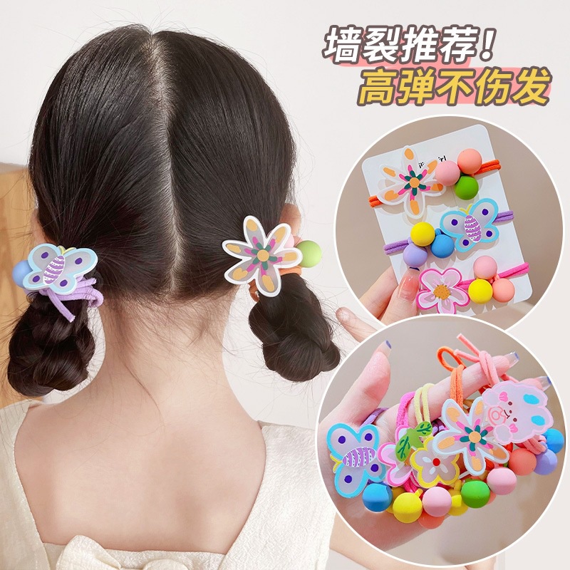 Dây Buộc Tóc Co Giãn Đính Hoa Thời Trang Cho Bé Gái