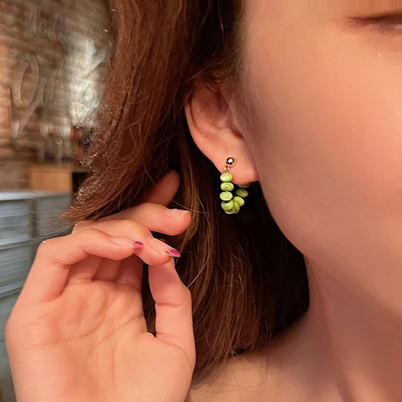 Đôi khuyên tai BELLA-BEE dạng xỏ thiết kế cà rốt tai thỏ/ chiếc lá/ đá opal xanh lá/ nơ/ bọ rùa thời trang xinh xắn