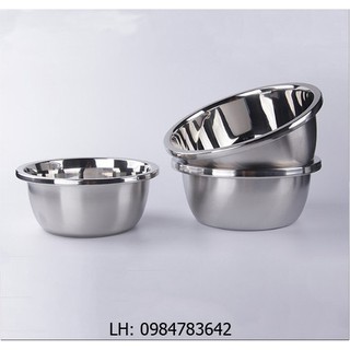 Âu trộn bột/ Bát (tô) trộn bột Inox, Âu/bát đựng thực phẩm Inox Miệng 24-34-38cm Dày Đẹp