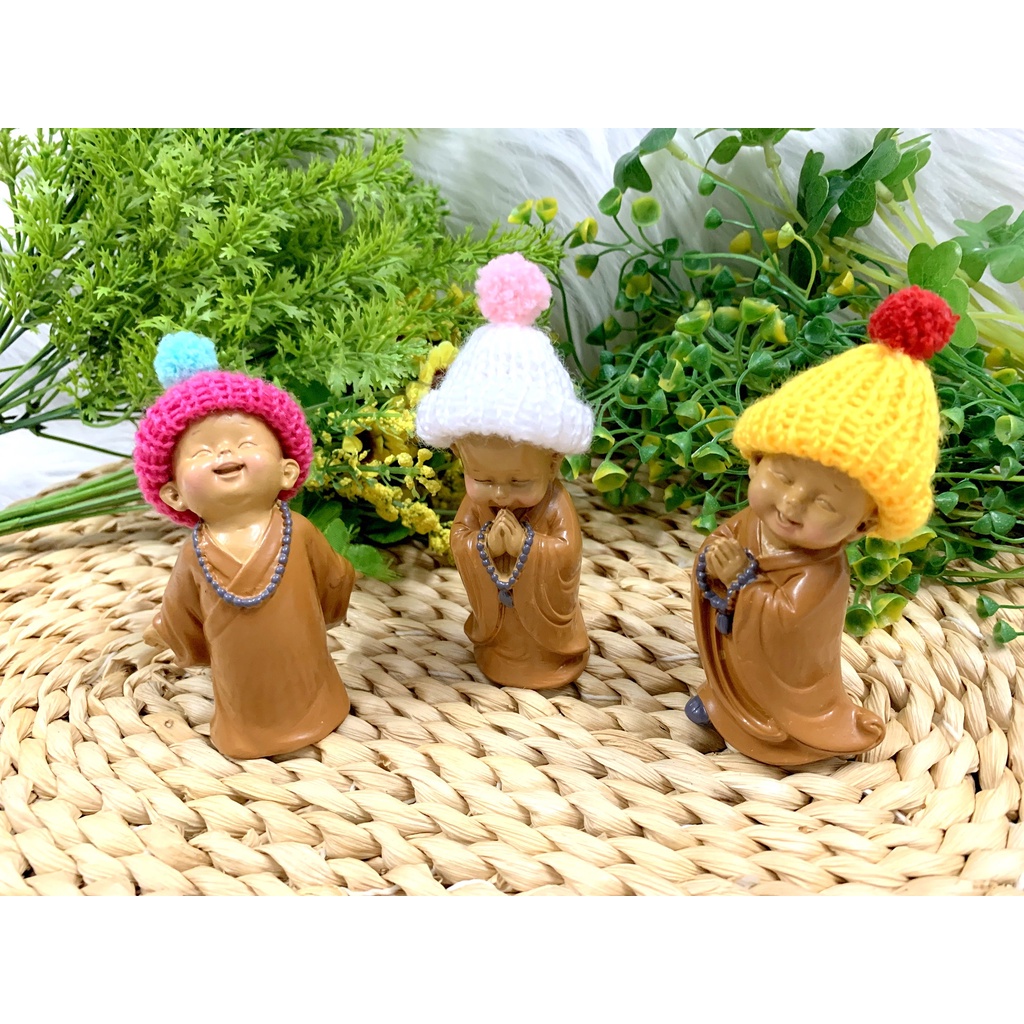 Bộ 3 Chú Tiểu Ấn Độ Hoan Hỉ Chuỗi Hạt Nón Len ( Hình Thật , Video Thật )