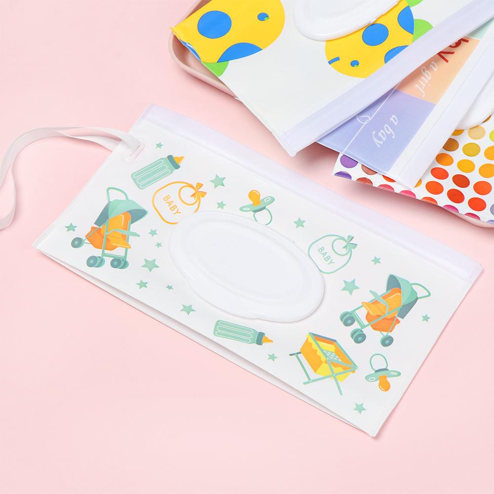 Túi Đựng Khăn Giấy Ướt Nắp Lật Có Dây Đeo Thời Trang Hữu Ích Cho Trẻ Em