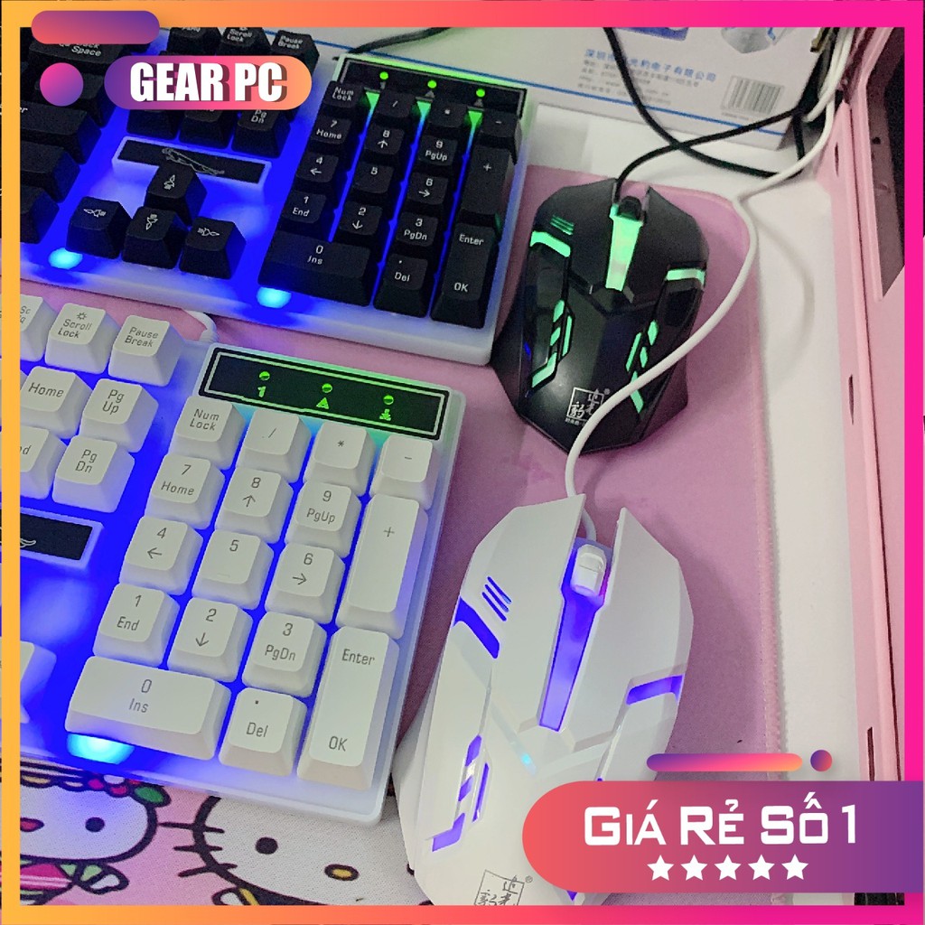 Bộ bàn phím giả cơ có dây TẶNG kèm chuột gaming - Có đèn Led 7 màu, Chơi game và dùng văn phòng - Máy Tính Báo Hồng