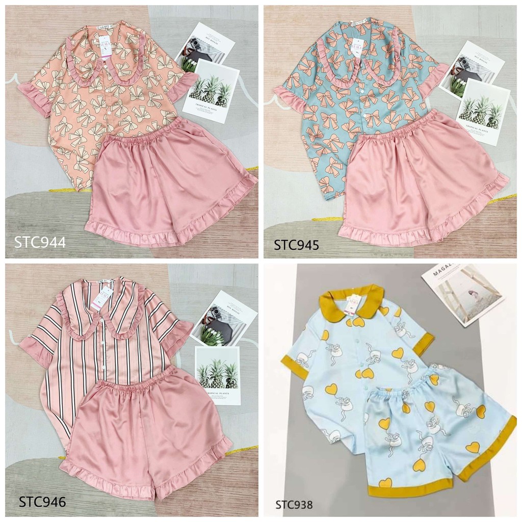 ĐỒ BỘ PIZAMA ĐÙI LỤA SATIN CAO CẤP | BigBuy360 - bigbuy360.vn
