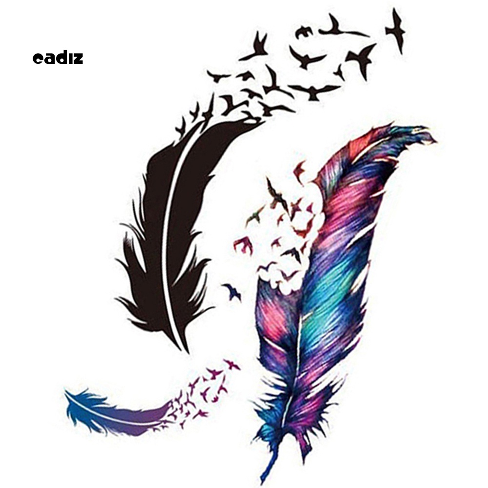 Hình Xăm Dán Tạm Thời Hình Lông Vũ 3D Nhiều Màu Sắc Chống Nước Có Thể Tháo Gỡ