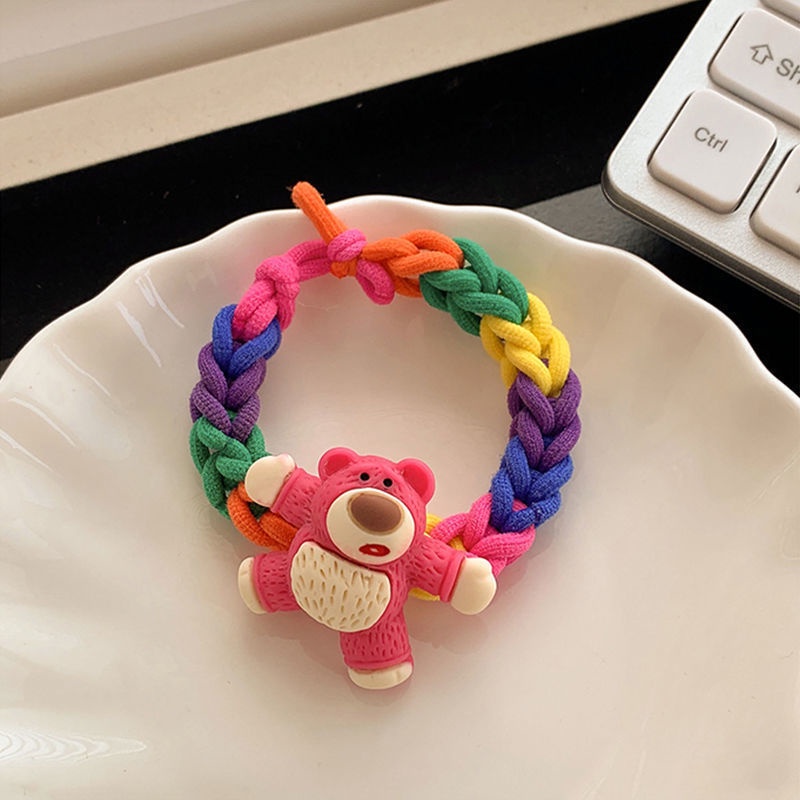 Bộ Phụ Kiện Làm Vòng Tay / Dây Buộc Tóc Hình Gấu / Dâu Tây Bằng Cao Su Dễ Thương diy