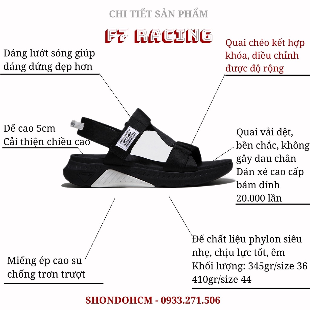 Giày sandal Shondo nam nữ F7 racing đen fulll F7R1010 Shondo chính hãng